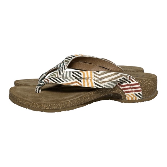Taos Link Sandals Women's Size 10-10.5 EU 41 Multi Geometric Wedge Thong - Picture 1 of 12